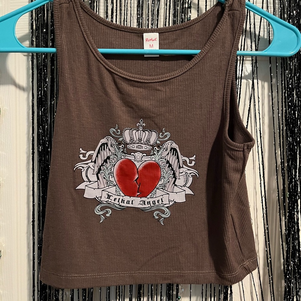 Brown with graphic design tank top